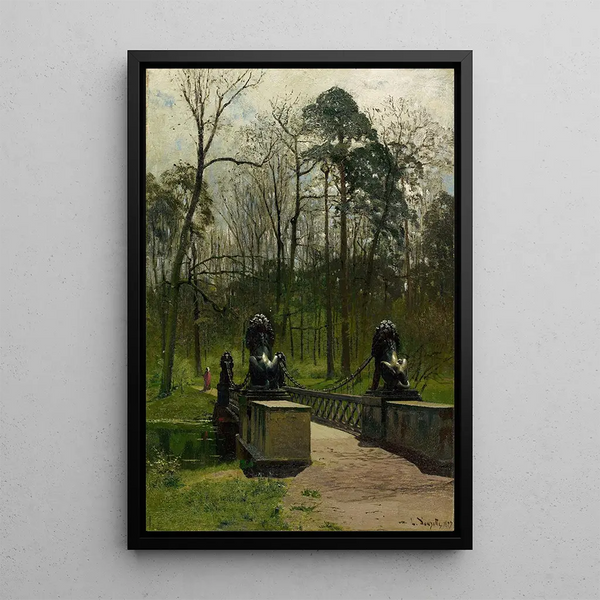 Pont de lions dans le Tiergarten - Louis Douzette — framed artwork on a wall