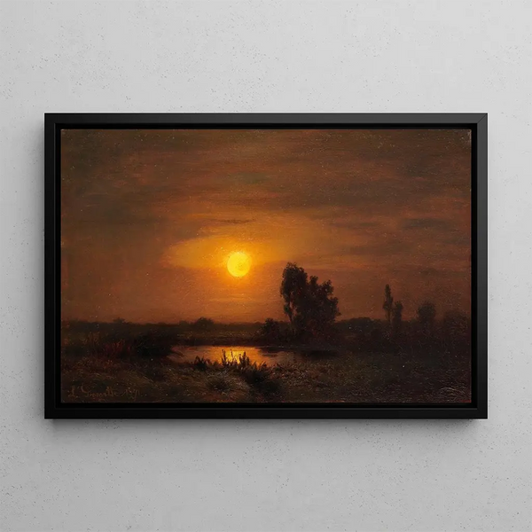 Lever de lune sur l'étang - Louis Douzette — framed artwork on a wall