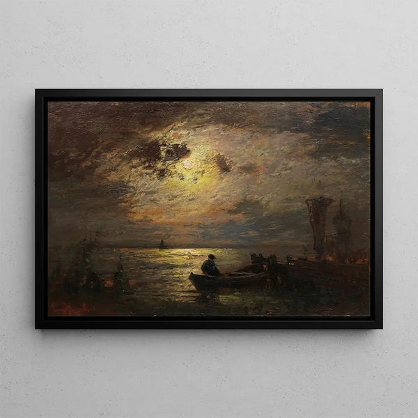 Night Moon Painting - Louis Douzette — framed artwork on a wall