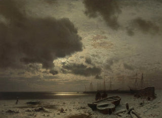 Moonlight winter painting - Louis Douzette — artwork view