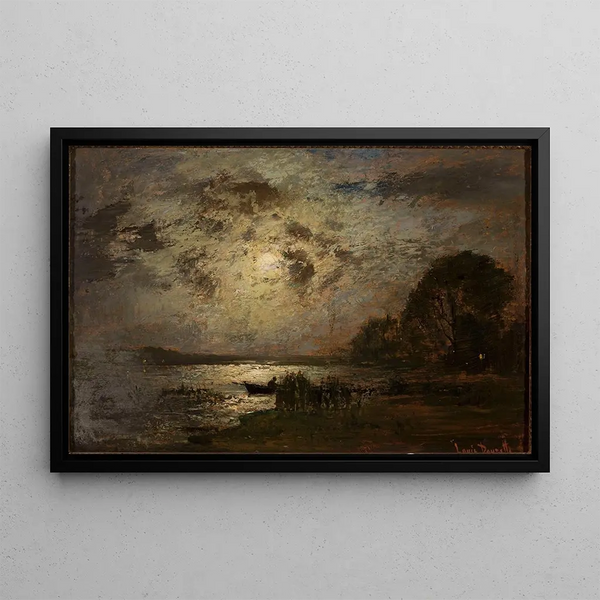 Landscape by Moonlight - Louis Douzette — framed artwork on a wall