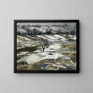 Landscape painting of the Taunus at the beginning of spring - Louis Eysen — framed artwork on a wall