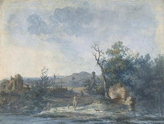 Figures sur une route de campagne - Louis Gabriel Moreau — artwork view