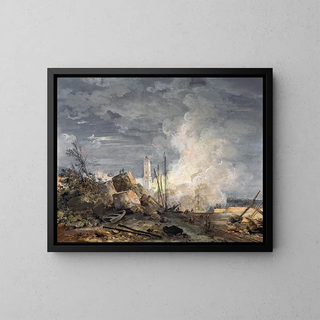 Fire in the Port - Louis Gabriel Moreau — framed artwork on a wall