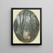 Landscape painting of a park with large trees and a view of a staircase in the middle - Louis Gabriel Moreau — framed artwork on a wall