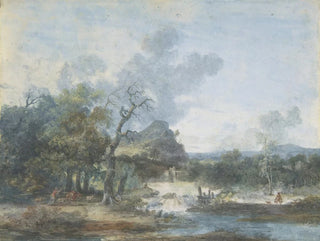 Bergère near a waterfall - Louis Gabriel Moreau — artwork view