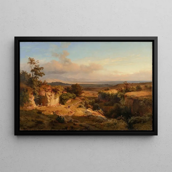 Landscape extended in the Roman countryside - Louis Gurlitt — framed artwork on a wall