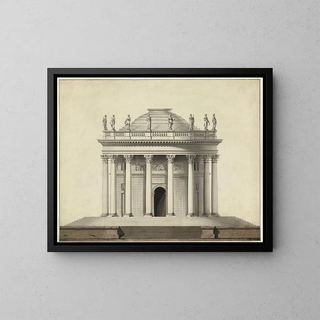 Classic Temple Painting - Louis Gustave Taraval — framed artwork on a wall