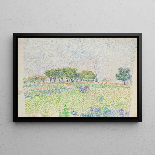 Les Sarcleurs - Louis Hayet — framed artwork on a wall