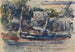 Tugboat painting Quai Bucherel Pontoise Les Becs de gaz - Louis Hayet — artwork view
