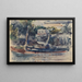 Tugboat painting Quai Bucherel Pontoise Les Becs de gaz - Louis Hayet — framed artwork on a wall