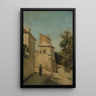 La rue du Mont-Cenis at the corner of rue Saint-Vincent Montmartre 18th arrondissement - Louis Hista — framed artwork on a wall