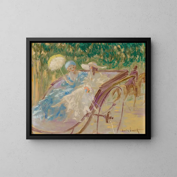 Two Elegant Women in Limestone - Louis Icart — framed artwork on a wall