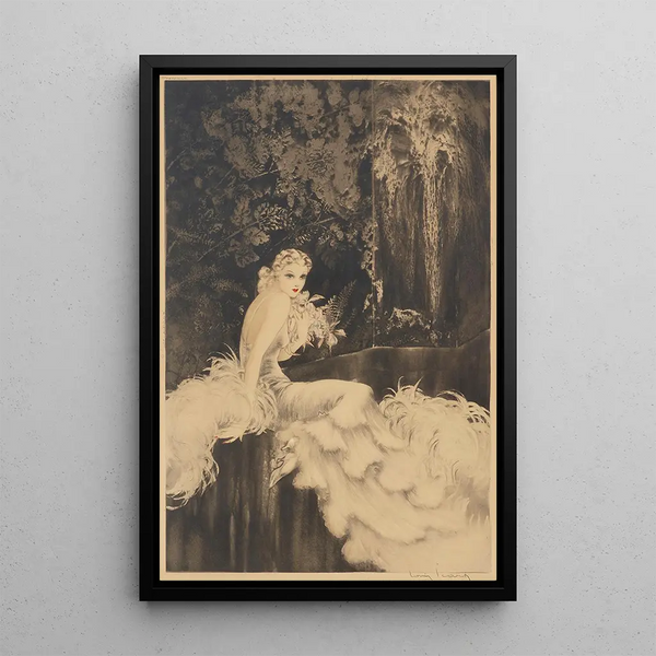 Orchids - Louis Icart — framed artwork on a wall