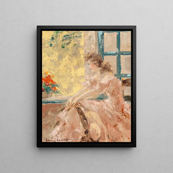 Thoughtful Painting - Louis Icart — framed artwork on a wall