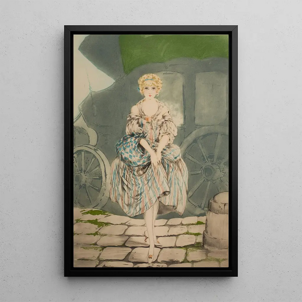 Beautiful lady - Louis Icart — framed artwork on a wall