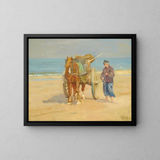The fishing harvest - Louis Jacob Hartz — framed artwork on a wall