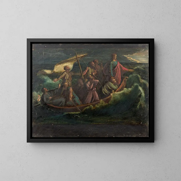 Jesus in the storm on the Sea of Galilee - Louis Janmot — framed artwork on a wall