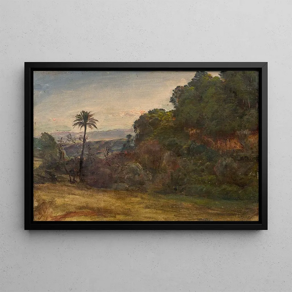 Landscape Painting of the Surroundings of Algiers - Louis Janmot — framed artwork on a wall