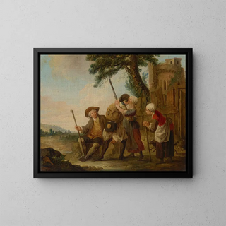 L'Adieu des soldats - Louis Joseph Watteau — framed artwork on a wall