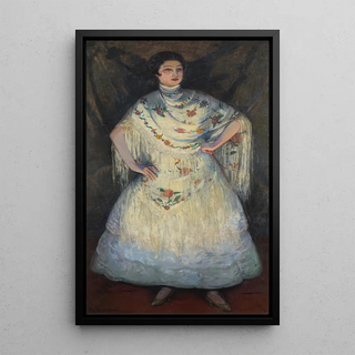 Portrait painting of Mademoiselle Perusina - Louis Kronberg — framed artwork on a wall