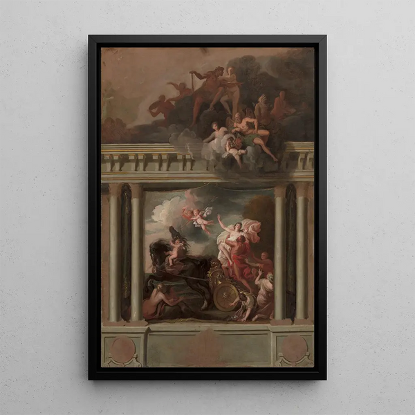L'enlèvement de Proserpine, drawing for the staircase of Devonshire House, London - Louis Laguerre — framed artwork on a wall