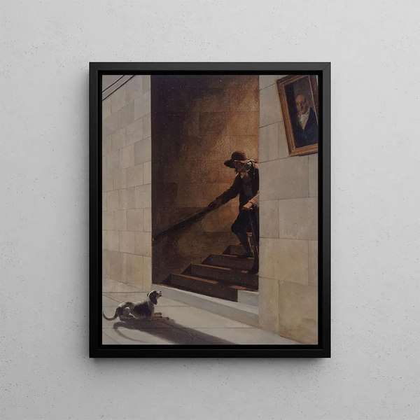 La Descente de l'escalier - Louis Léopold Boilly — framed artwork on a wall