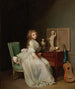 Dame en robe blanche assise à son bureau - Louis Léopold Boilly — artwork view