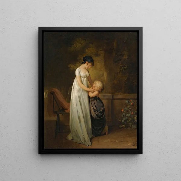 Les Caresses maternelles - Louis Léopold Boilly — framed artwork on a wall