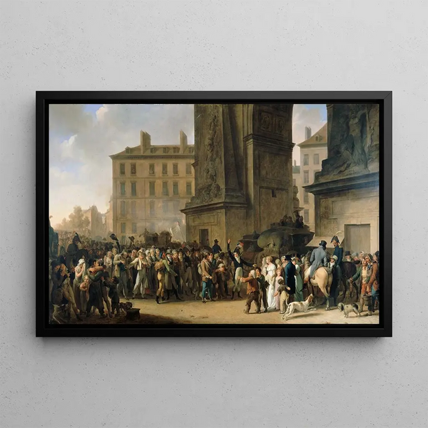 Les Conscrits de 1807 défilant devant la Porte Saint-Denis - Louis Léopold Boilly — framed artwork on a wall