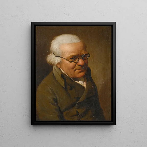 Portrait of a man with white hair in half-length wearing glasses - Louis Léopold Boilly — framed artwork on a wall