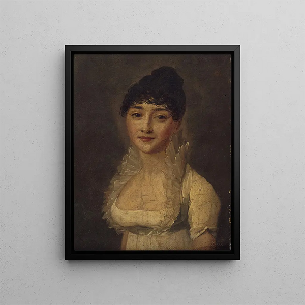 Portrait of a woman in a white dress - Louis Léopold Boilly — framed artwork on a wall