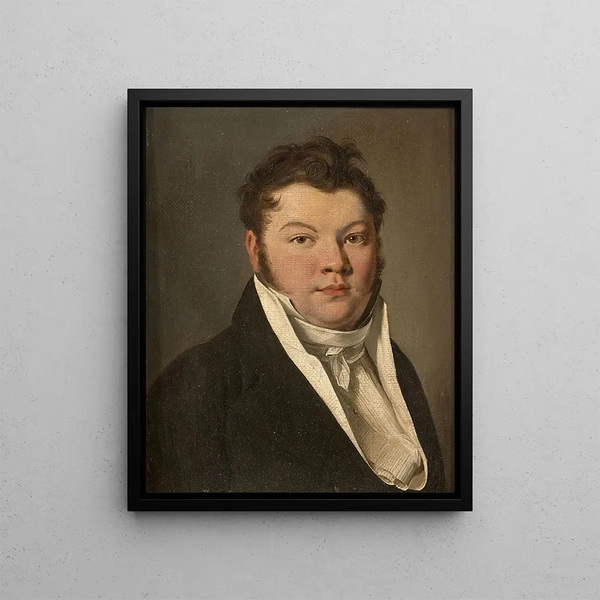 Portrait of a man in a black jacket - Louis Léopold Boilly — framed artwork on a wall
