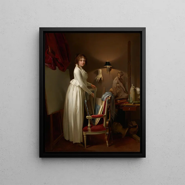 La femme de l'artiste dans son atelier - Louis Léopold Boilly — framed artwork on a wall