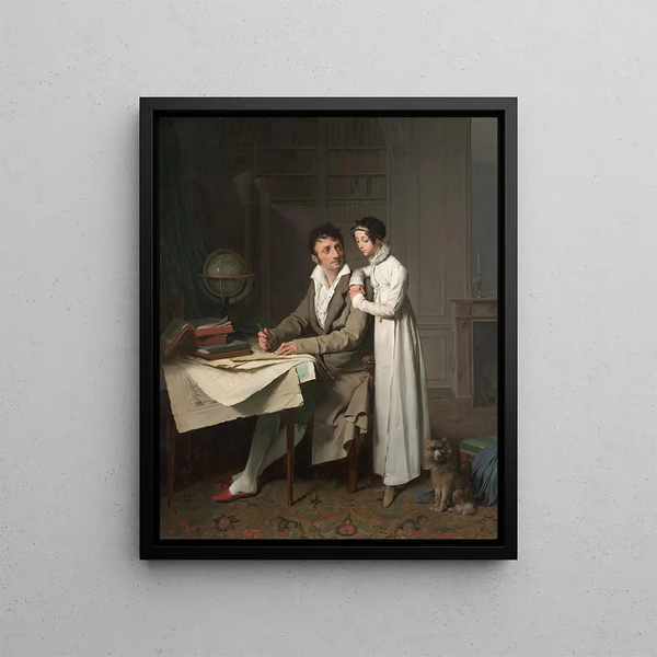 La leçon de géographie Portrait de Monsieur Gaudry et de sa fille - Louis Léopold Boilly — framed artwork on a wall