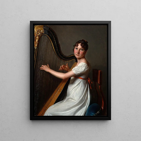The young harpist - Louis Léopold Boilly — framed artwork on a wall