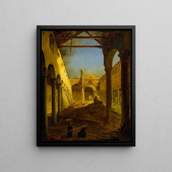 L'église de San Paolo Fuori Le Mura after the fire of 1823 - Louis Léopold Robert — framed artwork on a wall