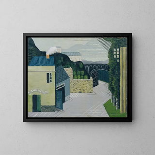 City with viaduct - Louis Marcoussis — framed artwork on a wall
