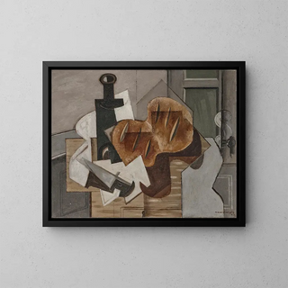 Knife, bottle and Breton bread - Louis Marcoussis — framed artwork on a wall