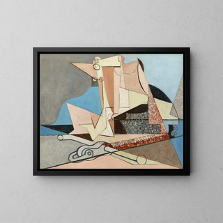 Figures et ancre marine - Louis Marcoussis — framed artwork on a wall