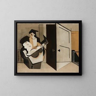 Musician in an interior - Louis Marcoussis — framed artwork on a wall