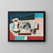 Still life with pomegranates and knife on a side table - Louis Marcoussis — framed artwork on a wall