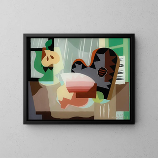 Still life with palette - Louis Marcoussis — framed artwork on a wall