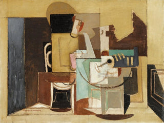 Personnage assis à une table ronde - Louis Marcoussis — artwork view