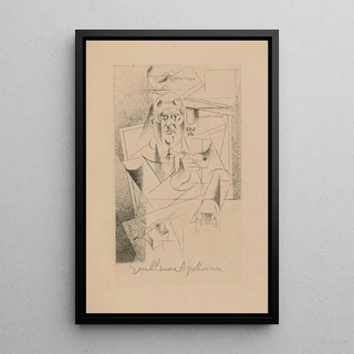 Portrait of Guillaume Apollinaire - Louis Marcoussis — framed artwork on a wall