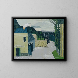City with Viaduct - Louis Marcoussis — framed artwork on a wall