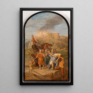 Saint Louis buries the lepers at Damietta - Louis Matout — framed artwork on a wall