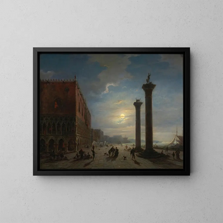 Venice by moonlight - Louis Mecklenburg — framed artwork on a wall