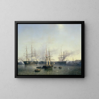 the Conquest of Palembang, Sumatra, in Indonesia, by Lieutenant-General De Kock, June 24, 1821 - Louis Meijer — framed artwork on a wall