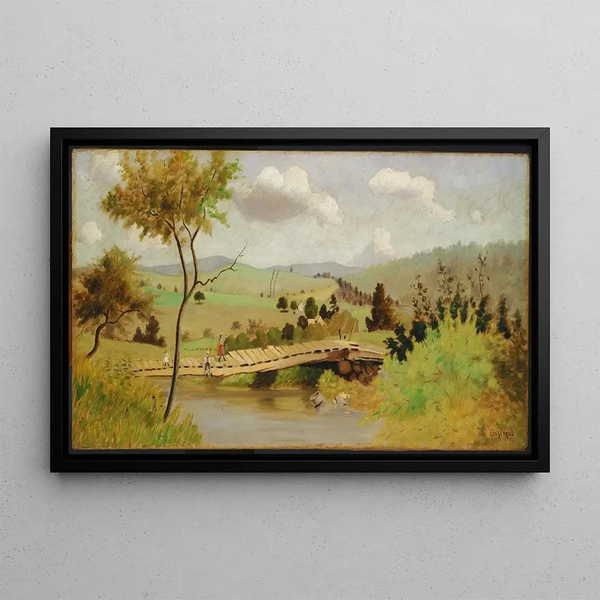 Pont Adirondacks for the Fishing - Louis Michel Eilshemius — framed artwork on a wall
